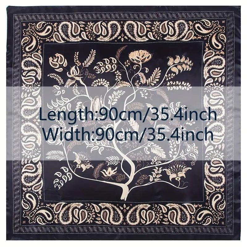 Paisley Print Square Scarf Boho Bandana Imitation Silk Head Wrap Casual Shawl Hair Accessories - ACCEHUT