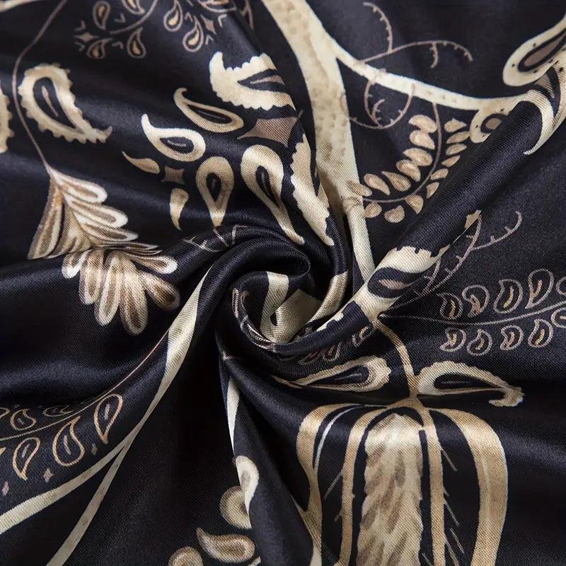 Paisley Print Square Scarf Boho Bandana Imitation Silk Head Wrap Casual Shawl Hair Accessories - ACCEHUT