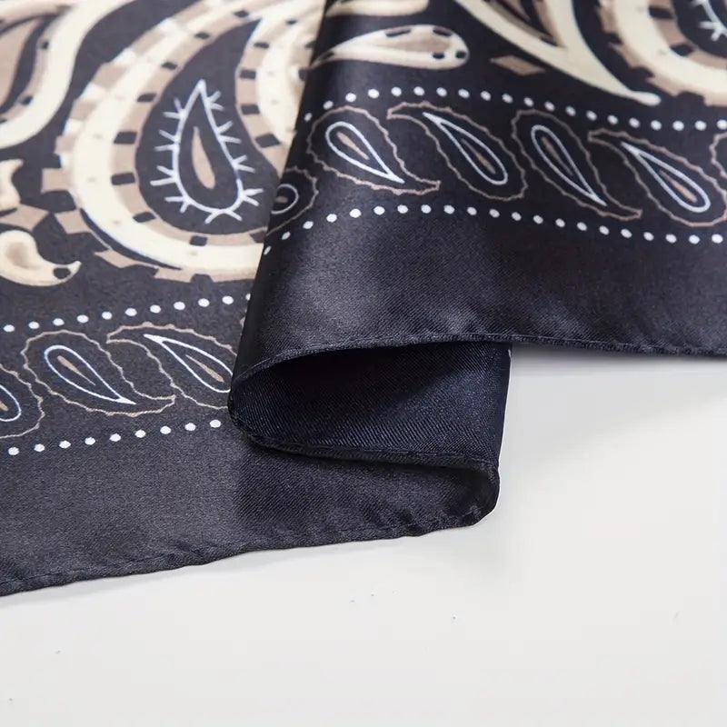 Paisley Print Square Scarf Boho Bandana Imitation Silk Head Wrap Casual Shawl Hair Accessories - ACCEHUT