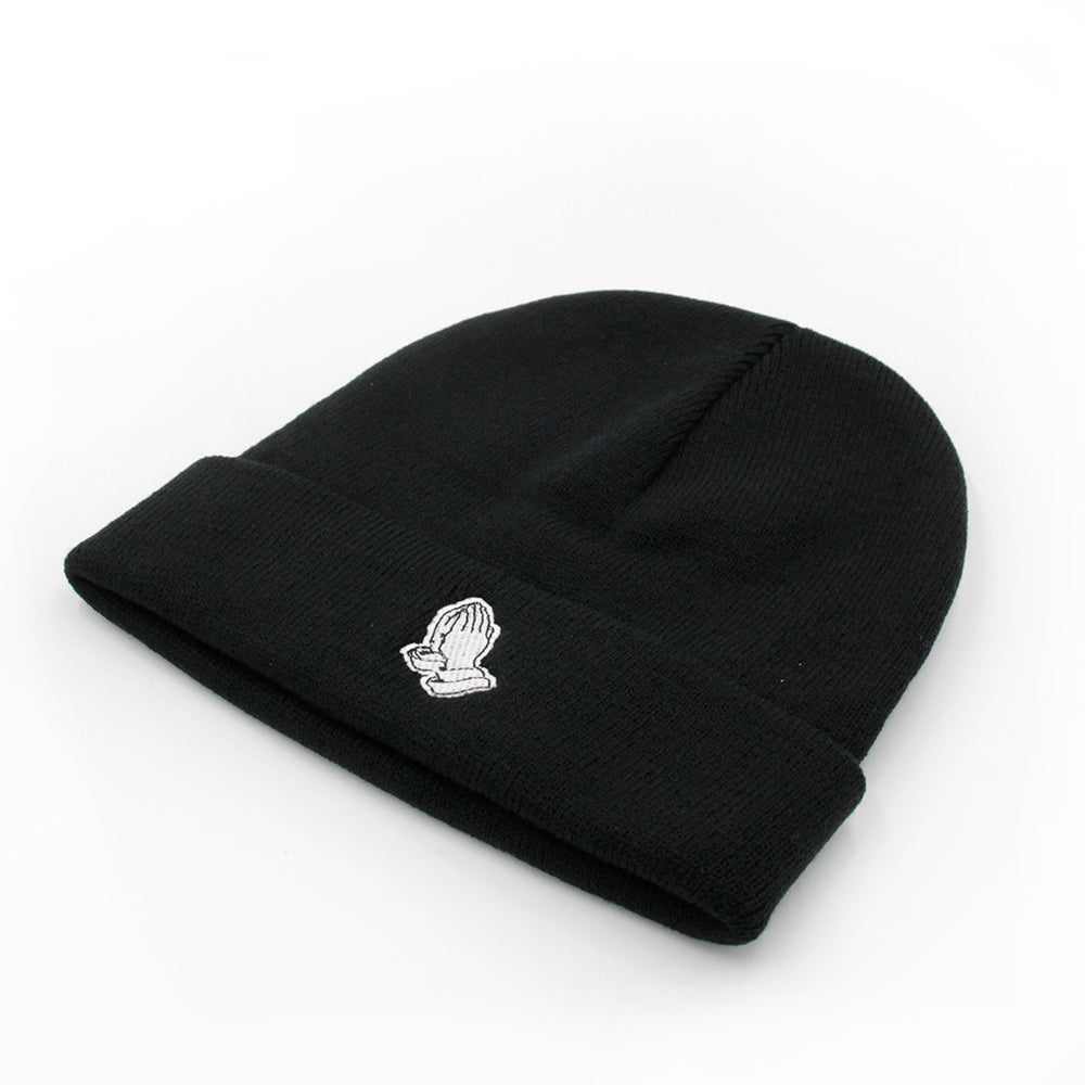 Hands Embroidery Graphic Beanie Black Casual Skull Cap Lightweight Elastic Knit Hats Warm Cuffed Beanies For Women Men Autumn & Winter - ACCEHUT