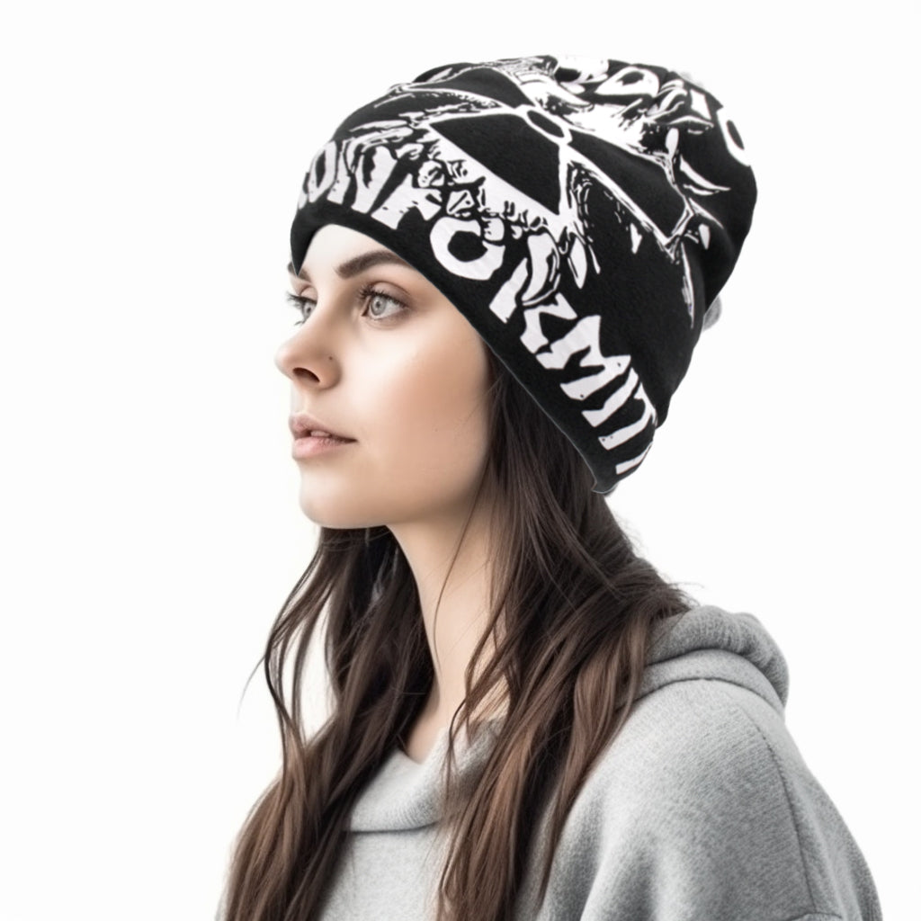 Gothic Polar Fleece Skull Beanie Black Hip Hop Skull Cap Lightweight Elastic Warm Beanies For Women Men Autumn & Winter - ACCEHUT